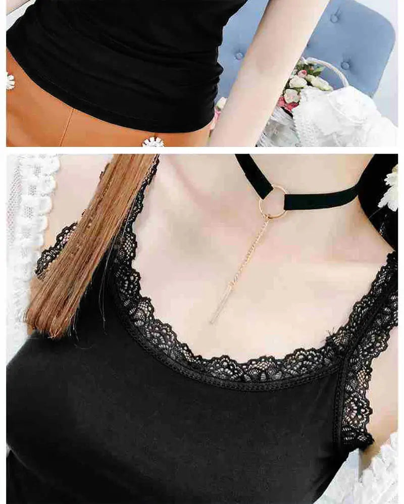 Camiseta sin mangas de verano para mujer con Top de encaje ropa interior roja camisolas de encaje ropa interior suelta chaleco de ropa para mujer