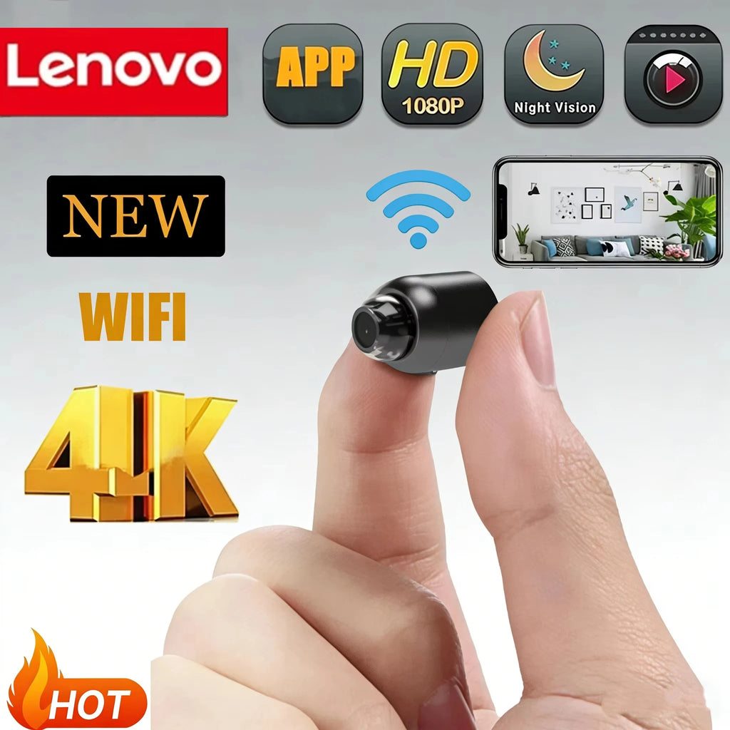 Cámara Inalámbrica Lenovo 4K, Cámara de Vigilancia y Seguridad, Visión Nocturna, Detección de Movimiento, Mini Cámara, Monitor, Hogar Inteligente