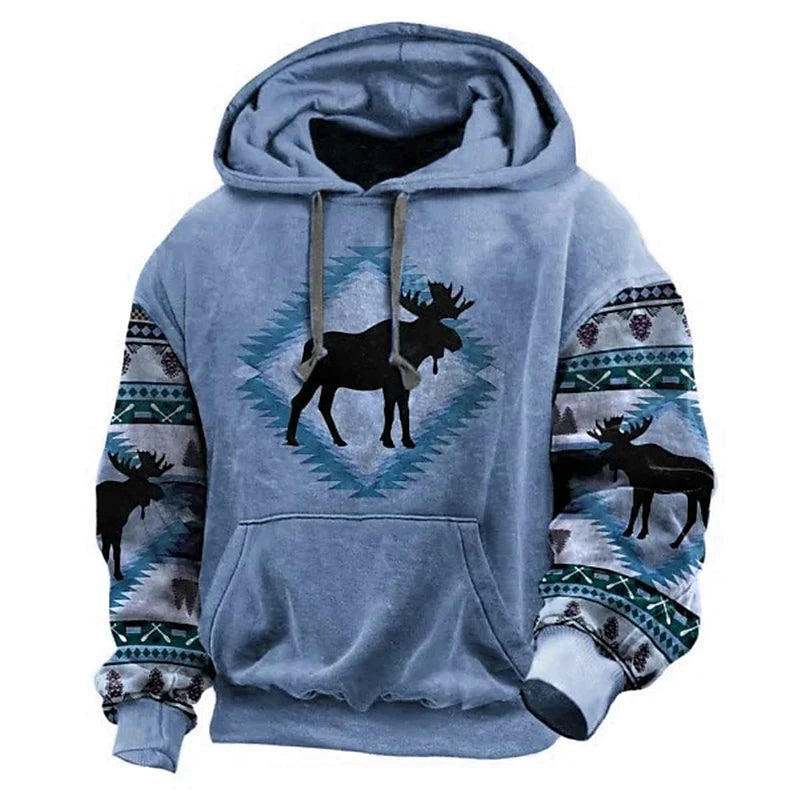 Sudaderas con capucha con gráficos étnicos Vintage para hombre, sudaderas informales de manga larga con estampado 3D, ropa de calle, jerséis de gran tamaño para exteriores