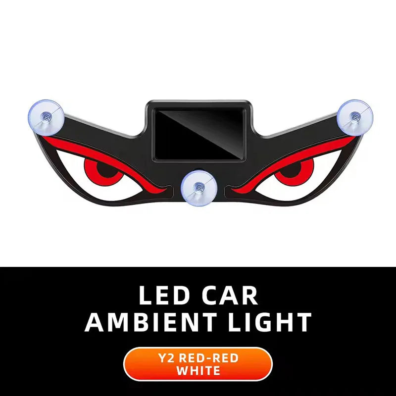 Luz Ambiental LED Solar para Coche, Inalámbrica, con Efecto Ojo de Demonio, Ventosa, Recargable por USB, Lámpara de Ambiente con Efecto de Respiración
