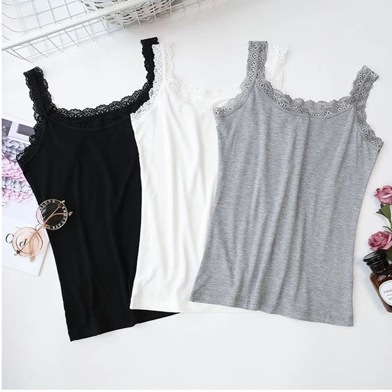 Camiseta sin mangas de verano para mujer con Top de encaje ropa interior roja camisolas de encaje ropa interior suelta chaleco de ropa para mujer