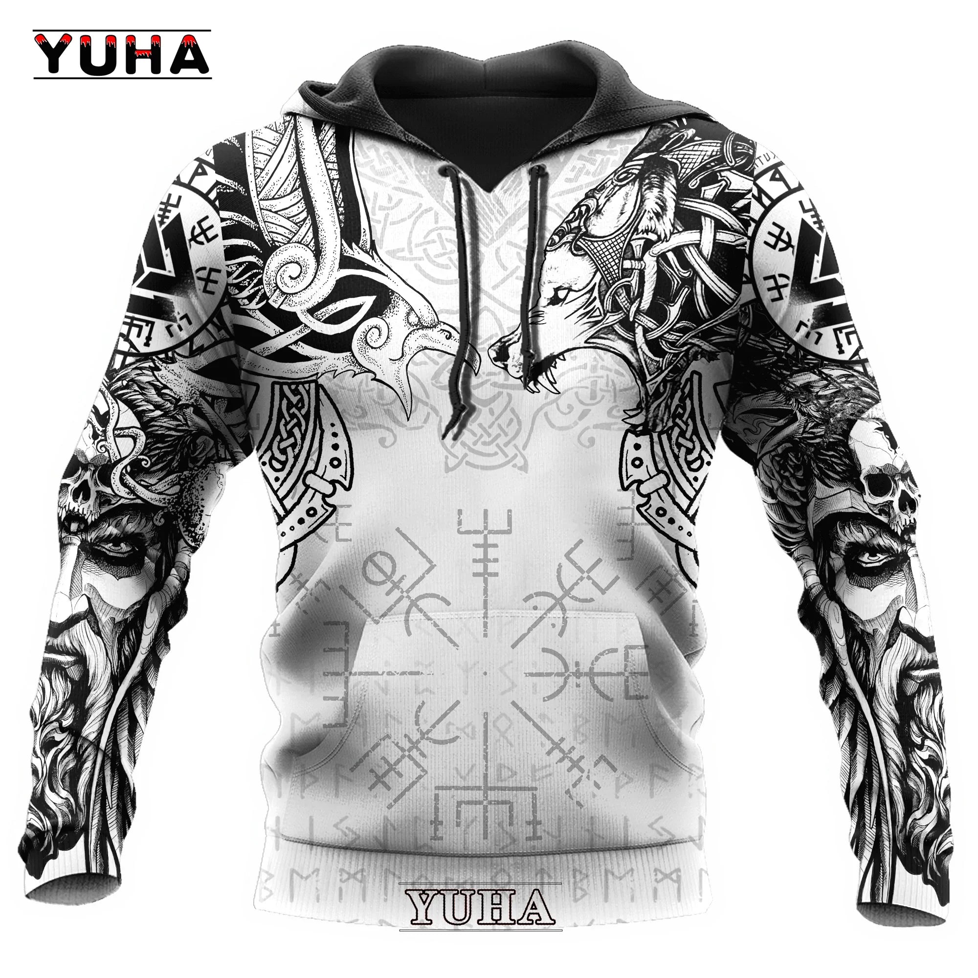 Sudaderas con estampado 3D de vikingos para hombre, chaqueta con capucha de lobo clásico, jerséis de moda para primavera y otoño, ropa de gran tamaño Punk de Hip Hop
