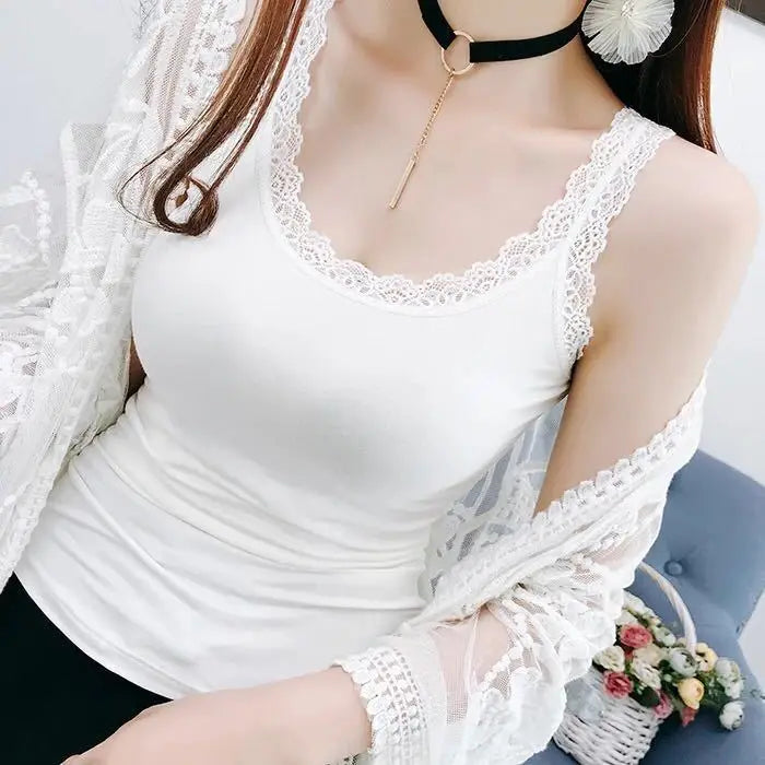 Camiseta sin mangas de verano para mujer con Top de encaje ropa interior roja camisolas de encaje ropa interior suelta chaleco de ropa para mujer