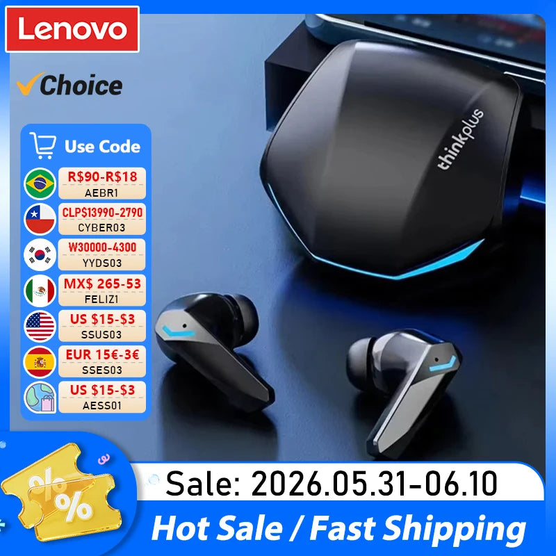Auriculares Lenovo GM2 Pro para Juegos, Bluetooth 5.4, Auriculares Deportivos, Modo Dual, Llamadas HD, Reducción de Ruido, con Micrófono, Auriculares para Música
