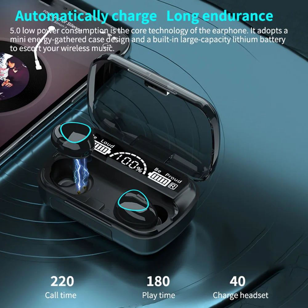 Nueva llegada M10 auriculares inalámbricos de alta calidad auriculares con sonido perfecto juego deportivo música BT auriculares con banco de energía
