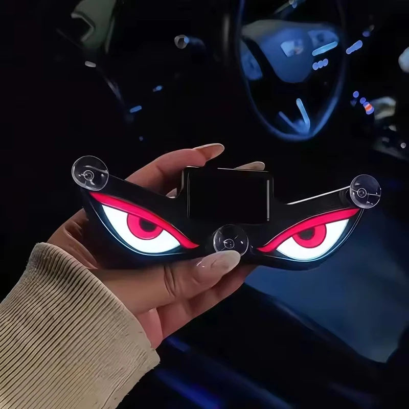 Luz Ambiental LED Solar para Coche, Inalámbrica, con Efecto Ojo de Demonio, Ventosa, Recargable por USB, Lámpara de Ambiente con Efecto de Respiración