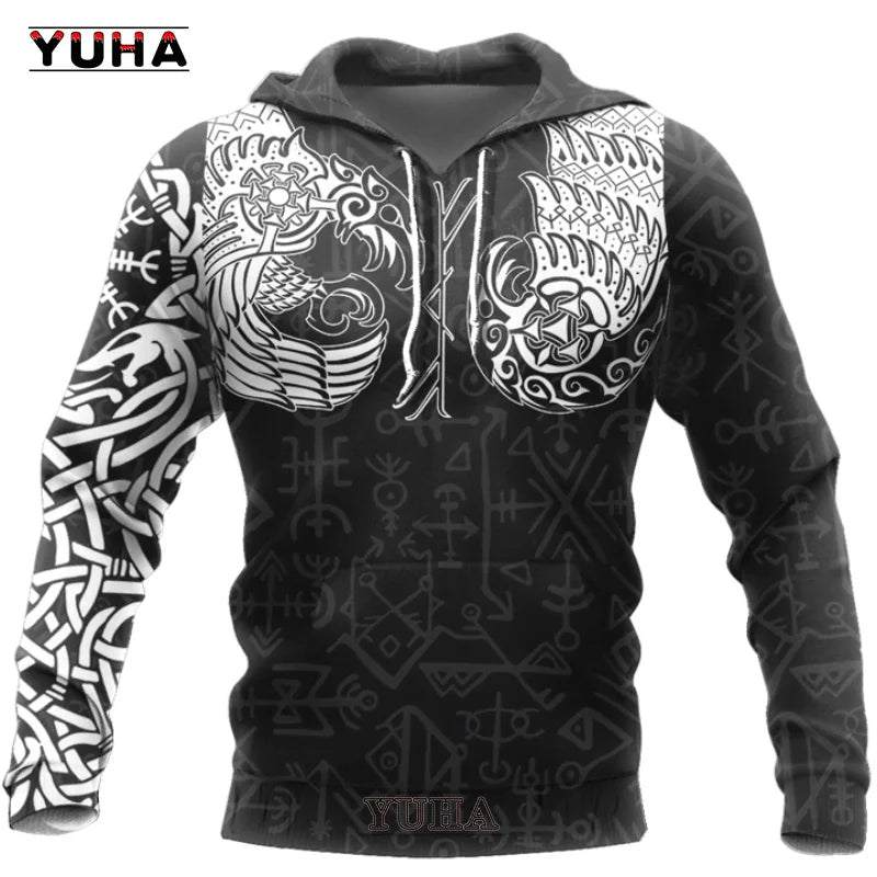 Sudaderas con estampado 3D de vikingos para hombre, chaqueta con capucha de lobo clásico, jerséis de moda para primavera y otoño, ropa de gran tamaño Punk de Hip Hop