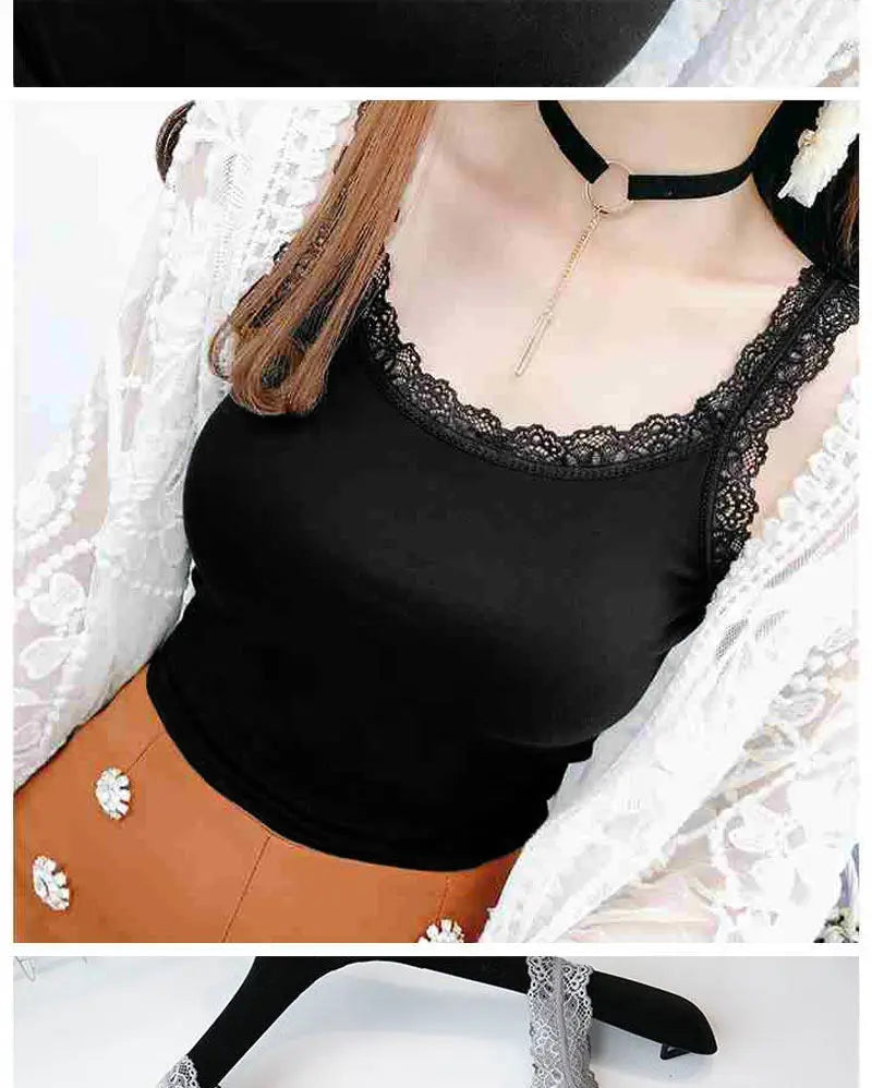 Camiseta sin mangas de verano para mujer con Top de encaje ropa interior roja camisolas de encaje ropa interior suelta chaleco de ropa para mujer