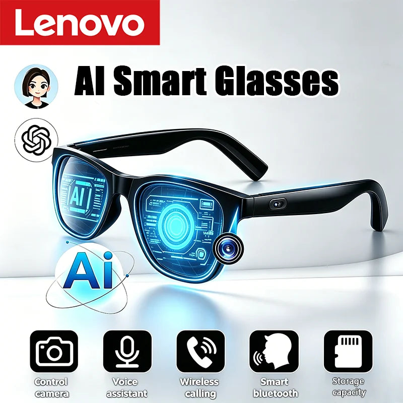Lentes Inteligentes Lenovo con Asistente de Voz, Control Táctil de Música, Llamadas Bluetooth, Lentes de Sol Deportivos de Moda para Hombre y Mujer, Novedad 2026