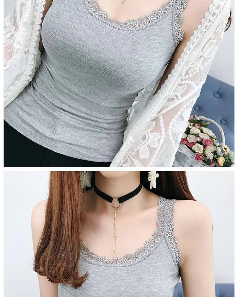 Camiseta sin mangas de verano para mujer con Top de encaje ropa interior roja camisolas de encaje ropa interior suelta chaleco de ropa para mujer