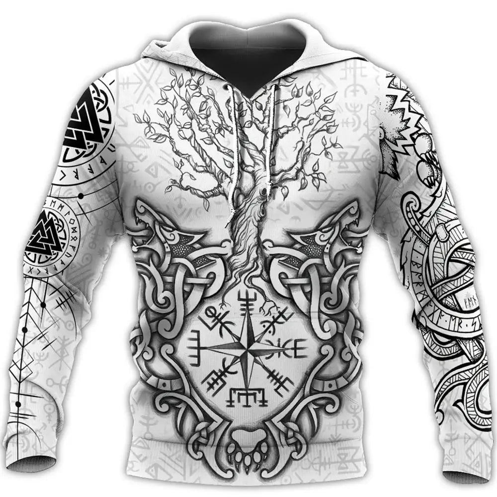Sudaderas con estampado 3D de vikingos para hombre, chaqueta con capucha de lobo clásico, jerséis de moda para primavera y otoño, ropa de gran tamaño Punk de Hip Hop